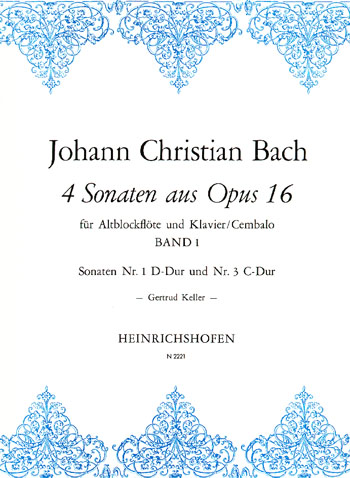 4 Sonaten aus op.16 Band 1 (Nr.1 und 3)   für Altblockflöte und Klavier  