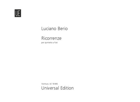 Ricorrenze für Flöte, Oboe,  Klarinette, Fagott und Horn  Partitur