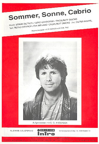 Sommer, Sonne, Cabrio:  Einzelausgabe Gesang und Klavier  