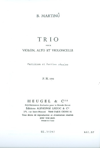 Trio à cordes pour violon, alto&nbsp;&nbsp;et violoncelle&nbsp;&nbsp;parties