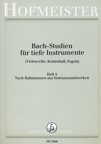 Bach-Studien für tiefe Instrumente   Band 5: Nach Bassstimmen aus Instrumentalwerken  (Violoncello, Kontrabass, Fagott)