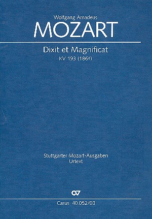 Dixit et Magnificat KV193&nbsp;&nbsp;für Soli (SATB), Chor und Orchester&nbsp;&nbsp;Klavierauszug