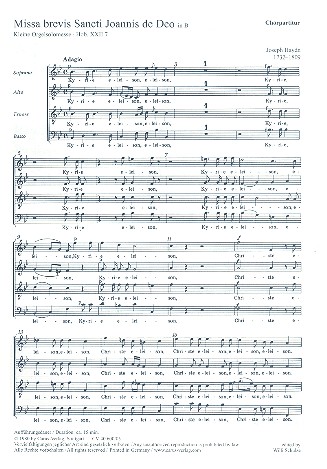 Kleine Orgelmesse B-Dur Hob.XXII:7&nbsp;&nbsp;für Sopran, Chor, Streicher, Orgel&nbsp;&nbsp;Chorpartitur