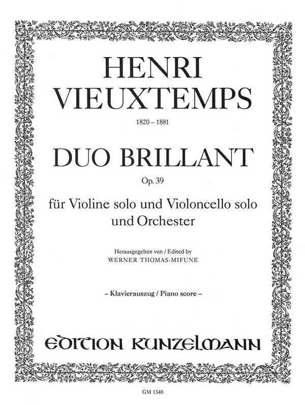 Duo brillant op.39&nbsp;&nbsp;für Violine, Violoncello und Orchester&nbsp;&nbsp;Klavierauszug
