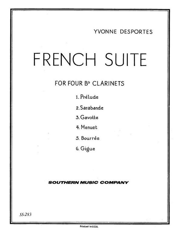 French Suite&nbsp;&nbsp;for 4 clarinets in bb&nbsp;&nbsp;score and parts