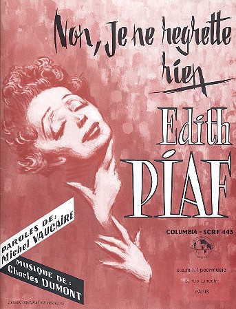 Non je ne regrette rien  pour chant et piano  