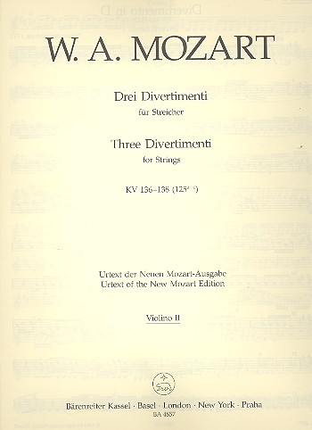 3 Divertimenti KV136-138  für Streicher  Violine 2