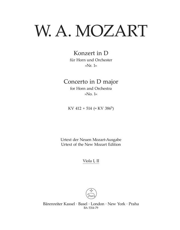 Konzert D-Dur KV412&nbsp;&nbsp;für Horn und Orchester&nbsp;&nbsp;Viola 1/2