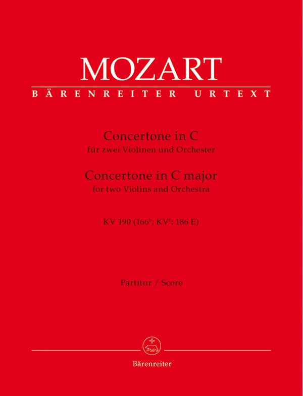 Concertone c-dur kv190 fuer&nbsp;&nbsp;2 violinen und orchester&nbsp;&nbsp;partitur