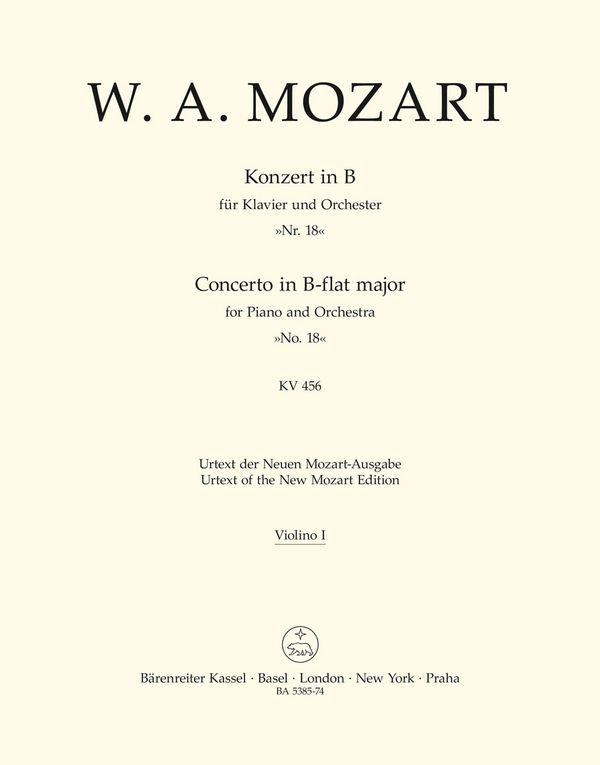 KONZERT IN B-DUR FUER KLAVIER UND&nbsp;&nbsp;ORCHESTER, KV 456,  VIOLINE 1&nbsp;&nbsp;BADURA-SKODA, P.  VIOLINE 1