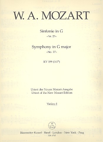 Sinfonie G-Dur KV199&nbsp;&nbsp;für Orchester&nbsp;&nbsp;Violine 1