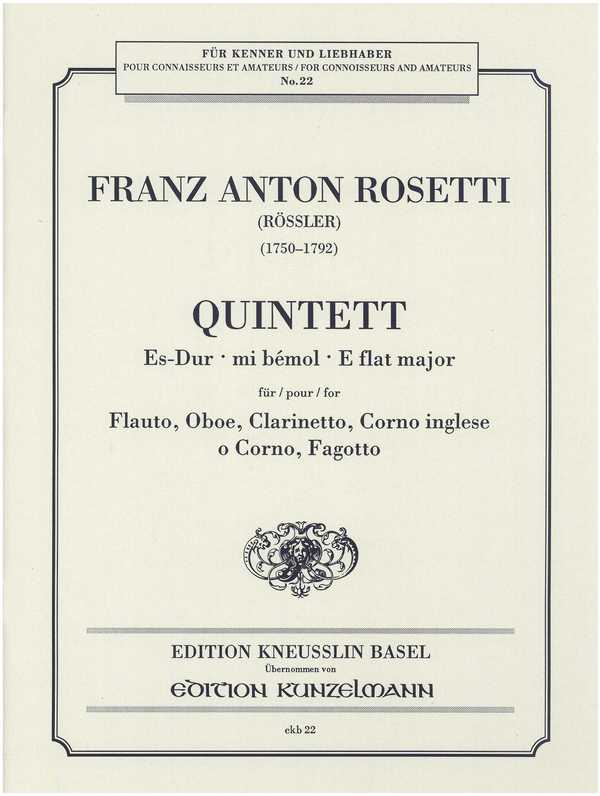 Quintett Es-Dur  für Flöte, Klarinette, Englischhorn (Horn) und Fagott  Stimmen