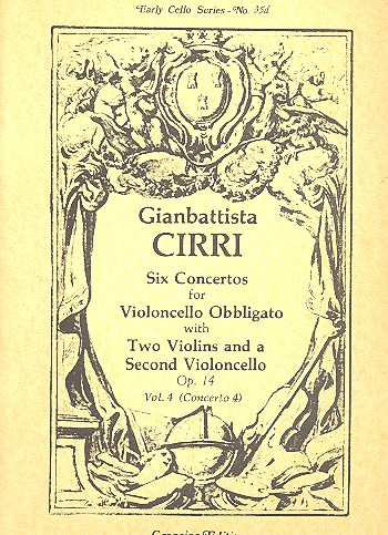 Concerto op.14,4  for violoncello obbligato, 2 violins and bc  parts (with 2nd violoncello)