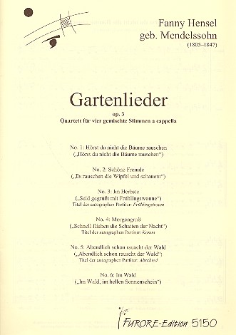 Gartenlieder op.3  für gem Chor a cappella  Singpartitur