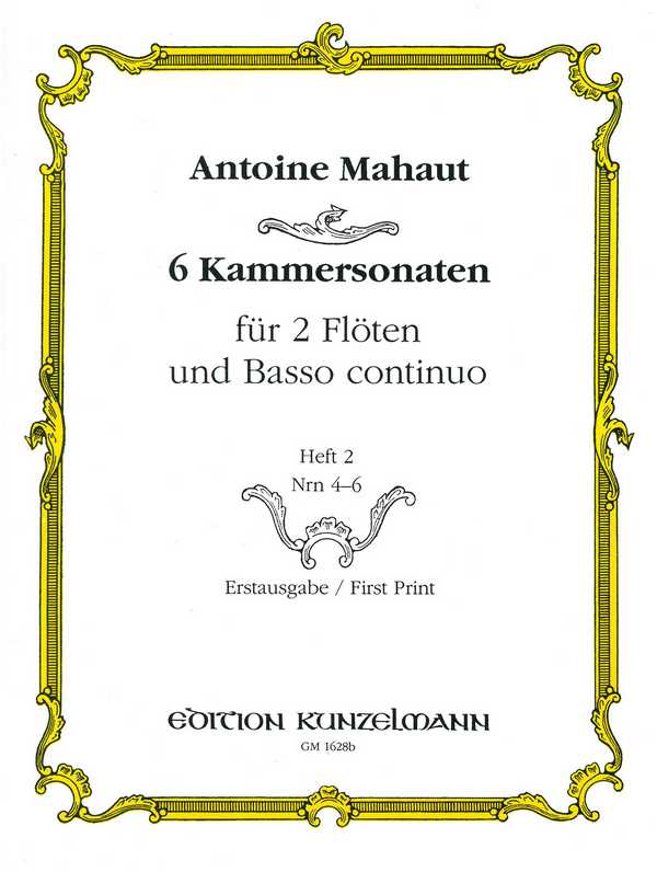 6 Kammersonaten Band 2 (Nr.4-6)  für 2 Flöten und Bc  Partitur und Stimmen