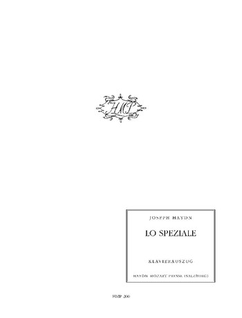 Lo speziale&nbsp;&nbsp;&nbsp;&nbsp;Klavierauszug (it/dt)