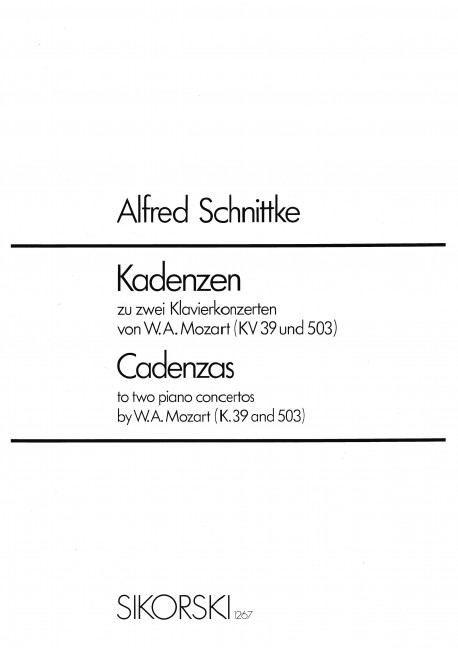 Kadenzen zu den Klavierkonzerten&nbsp;&nbsp;KV39 und KV503&nbsp;&nbsp;Schnittke, Alfred, bearb.
