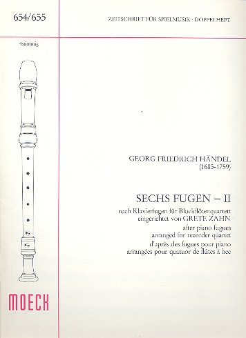 6 Fugen nach Klavierfugen Band 2  für 4 Blockflöten (SATB)  