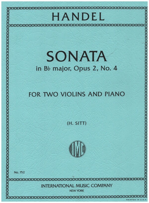 Sonata b flat major op.2,4&nbsp;&nbsp;for 2 violins and piano&nbsp;&nbsp;SITT, H., ED.