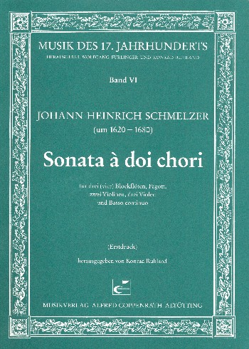 Sonata a 2 chori  für 3 Blockflöten, Fagott, 2 Violinen 3 Violen und Bc,  Partitur