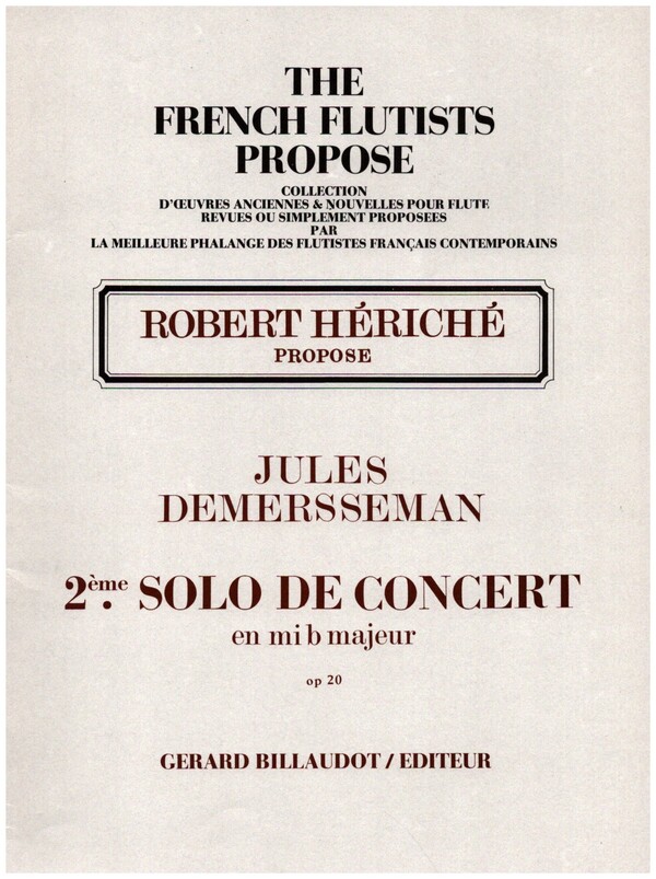 Solo de concerto mib majeur op.20,2  pour flute et piano  