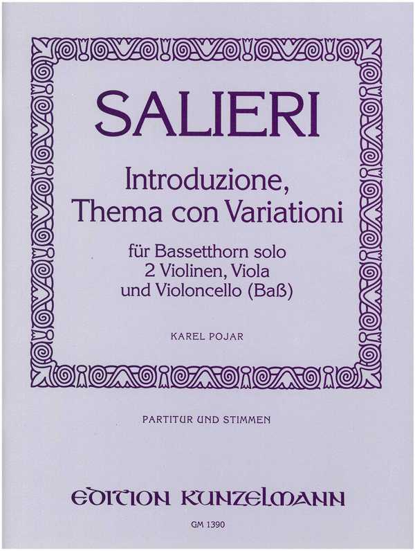 Introduzione, Thema con variationi  für Bassetthorn, 2 Violinen, Viola und Violoncello  Partitur und Stimmen