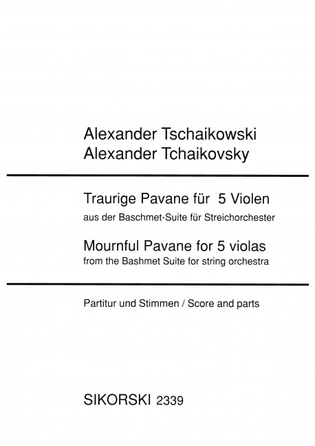 Traurige Pavane für 5 Violen&nbsp;&nbsp;aus der Baschmet-Suite für&nbsp;&nbsp;Streichorchester,  Partitur und Stimmen
