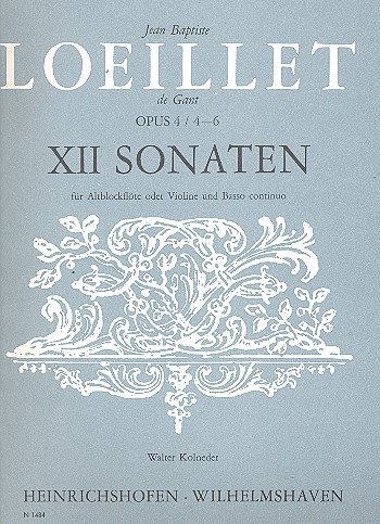 12 Sonaten op.4 Band 2 (Nr.4-6)  für Altblockflöte und Bc  