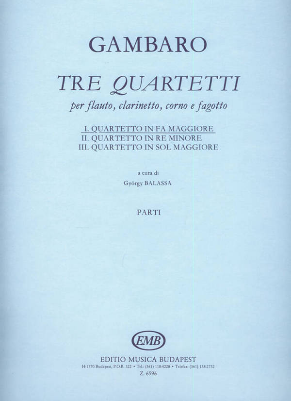 Quartetto in fa maggiore  per flauto, clarinetto, corno e fagotto  parti