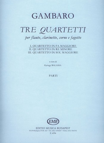 Quartetto in fa maggiore  per flauto, clarinetto, corno e fagotto  parti