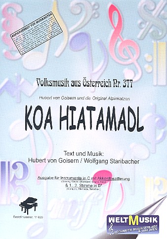 Koa Hiatamadl: Einzelausgabe  für Gesang, Klavier und Stimme in B  