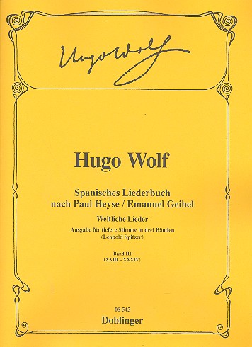 Weltliche Lieder aus dem spanischen&nbsp;&nbsp;Liederbuch Band 3  für tiefe Singstimme&nbsp;&nbsp;und Klavier