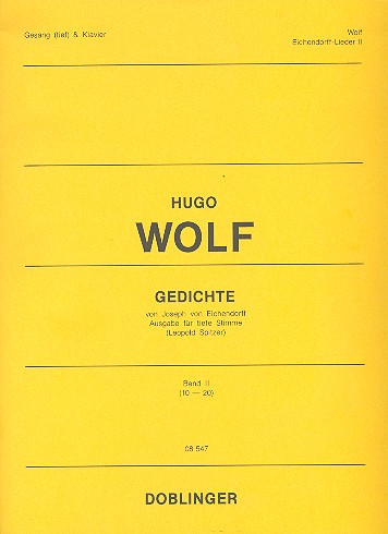 Gedichte von Joseph von Eichendorff&nbsp;&nbsp;Band 2 für tiefe Stimme&nbsp;&nbsp;