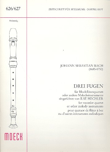 Drei Fugen  für 4 Blockflöten (SATB)  Partitur