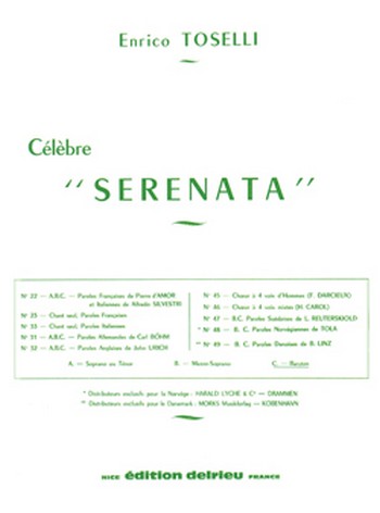 Célèbre sérenata op.6 pour  baryton et piano (fr/it)  no.22 c