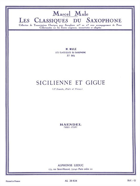 Sicilienne et gigue pour&nbsp;&nbsp;saxophone et piano&nbsp;&nbsp;
