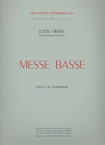 Messe basse op.30&nbsp;&nbsp;pour orgue ou harmonium&nbsp;&nbsp;