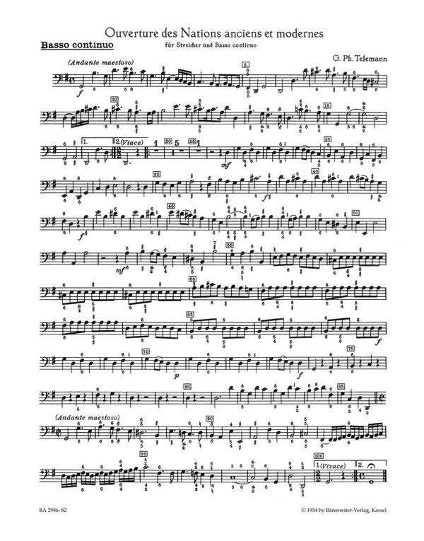 Ouverture des nations anciens et&nbsp;&nbsp;modernes für Streichorchester&nbsp;&nbsp;Cello / Bass