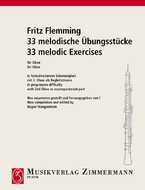 33 melodische Übungsstücke  für Oboe (2. Oboe ad lib.)  