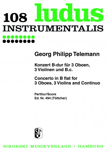 Konzert B-Dur für 3 Oboen,&nbsp;&nbsp;3 Violinen und Bc&nbsp;&nbsp;Partitur