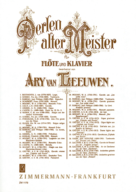 MENUETT D-DUR FUER FLOETE/KLAVIER&nbsp;&nbsp;LEEUWEN VAN, ARY, ED.&nbsp;&nbsp;