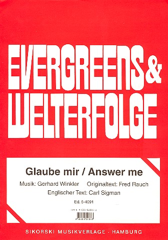 Glaube mir: Einzelausgabe&nbsp;&nbsp;für Gesang und Klavier&nbsp;&nbsp;