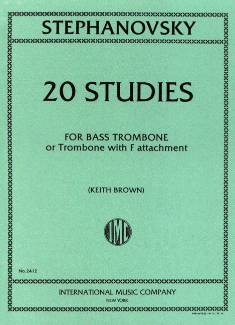 20 studies&nbsp;&nbsp;for bass trombone with F attachment&nbsp;&nbsp;BROWN, KEITH, ED.