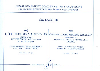 100 dechiffrages manuscrits vol.1  pour saxophone ou hautbois  