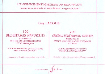 100 déchiffrages manuscrits vol.2  pour saxophone ou hautbois  