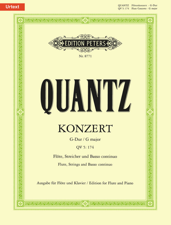 Konzert G-Dur QV5,174 für Flöte, Streicher und Bc  für Flöte und Klavier  
