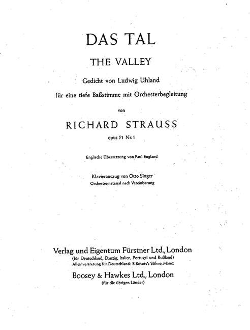 Das Tal op. 51,1&nbsp;&nbsp;für Bass und Klavier&nbsp;&nbsp;