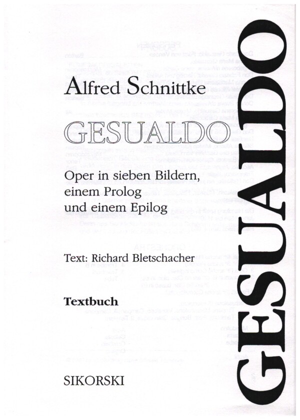 Gesualdo  Oper in 7 Bildern  Textbuch