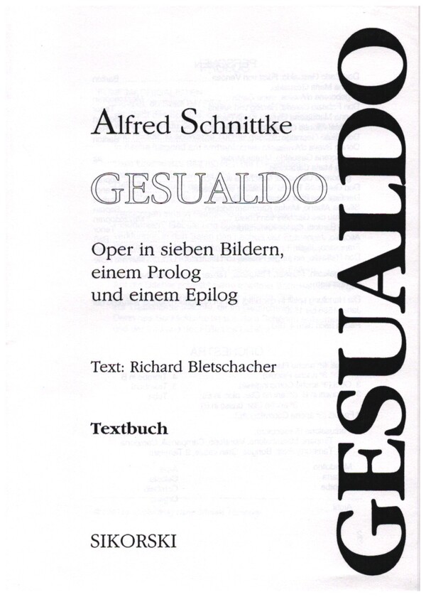 Gesualdo&nbsp;&nbsp;Oper in 7 Bildern&nbsp;&nbsp;Textbuch