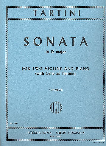 Sonata D major&nbsp;&nbsp;for 2 violins and piano (with cello ad lib.)&nbsp;&nbsp;